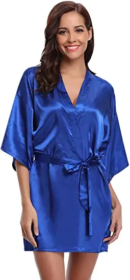 Satin Robe Female Intimate Lingerie Sleepwear Silky Bridal Wedding Gift Casual Kimono Bathrobe Gown Nightgown Sexy Nightwear