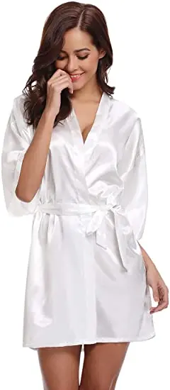 Satin Robe Female Intimate Lingerie Sleepwear Silky Bridal Wedding Gift Casual Kimono Bathrobe Gown Nightgown Sexy Nightwear
