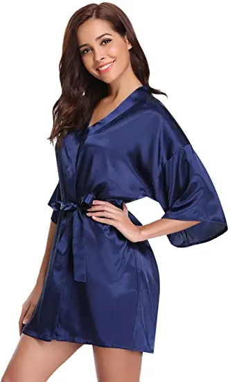 Satin Robe Female Intimate Lingerie Sleepwear Silky Bridal Wedding Gift Casual Kimono Bathrobe Gown Nightgown Sexy Nightwear