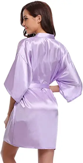 Satin Robe Female Intimate Lingerie Sleepwear Silky Bridal Wedding Gift Casual Kimono Bathrobe Gown Nightgown Sexy Nightwear