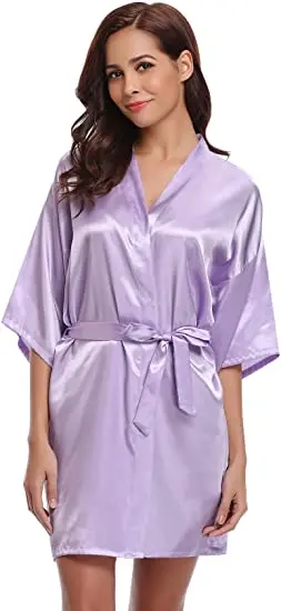 Satin Robe Female Intimate Lingerie Sleepwear Silky Bridal Wedding Gift Casual Kimono Bathrobe Gown Nightgown Sexy Nightwear