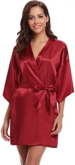 Satin Robe Female Intimate Lingerie Sleepwear Silky Bridal Wedding Gift Casual Kimono Bathrobe Gown Nightgown Sexy Nightwear