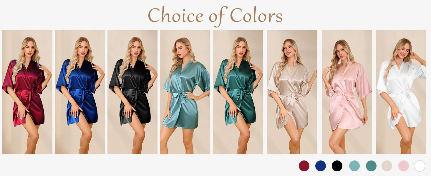 Satin Robe Female Intimate Lingerie Sleepwear Silky Bridal Wedding Gift Casual Kimono Bathrobe Gown Nightgown Sexy Nightwear