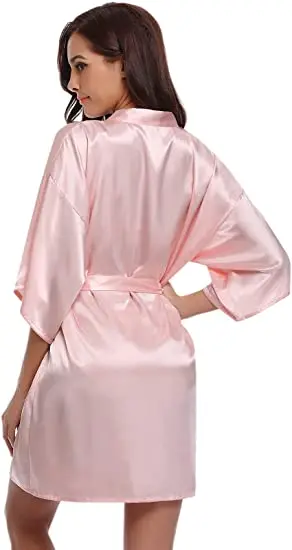Satin Robe Female Intimate Lingerie Sleepwear Silky Bridal Wedding Gift Casual Kimono Bathrobe Gown Nightgown Sexy Nightwear