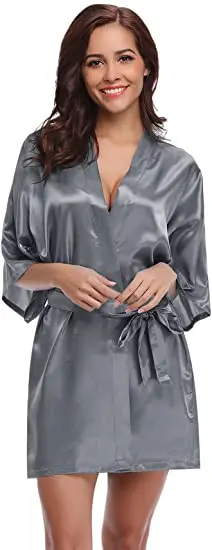 Satin Robe Female Intimate Lingerie Sleepwear Silky Bridal Wedding Gift Casual Kimono Bathrobe Gown Nightgown Sexy Nightwear
