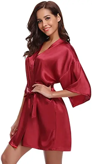 Satin Robe Female Intimate Lingerie Sleepwear Silky Bridal Wedding Gift Casual Kimono Bathrobe Gown Nightgown Sexy Nightwear