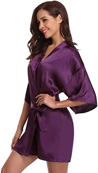 Satin Robe Female Intimate Lingerie Sleepwear Silky Bridal Wedding Gift Casual Kimono Bathrobe Gown Nightgown Sexy Nightwear