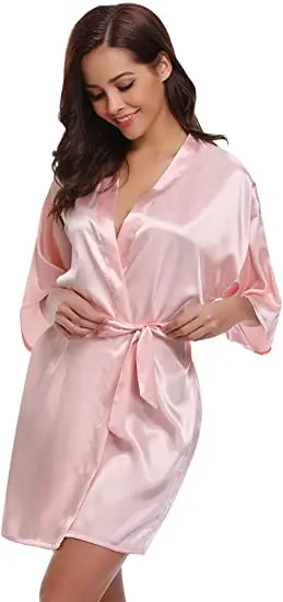 Satin Robe Female Intimate Lingerie Sleepwear Silky Bridal Wedding Gift Casual Kimono Bathrobe Gown Nightgown Sexy Nightwear