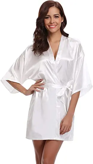 Satin Robe Female Intimate Lingerie Sleepwear Silky Bridal Wedding Gift Casual Kimono Bathrobe Gown Nightgown Sexy Nightwear