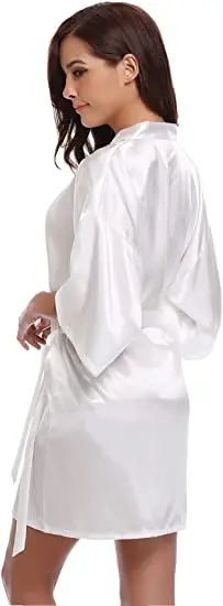 Satin Robe Female Intimate Lingerie Sleepwear Silky Bridal Wedding Gift Casual Kimono Bathrobe Gown Nightgown Sexy Nightwear