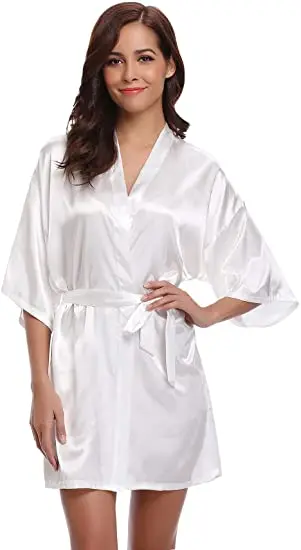 Satin Robe Female Intimate Lingerie Sleepwear Silky Bridal Wedding Gift Casual Kimono Bathrobe Gown Nightgown Sexy Nightwear