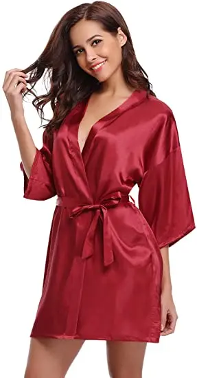 Satin Robe Female Intimate Lingerie Sleepwear Silky Bridal Wedding Gift Casual Kimono Bathrobe Gown Nightgown Sexy Nightwear