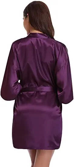 Satin Robe Female Intimate Lingerie Sleepwear Silky Bridal Wedding Gift Casual Kimono Bathrobe Gown Nightgown Sexy Nightwear