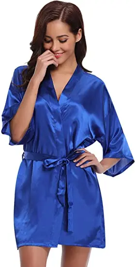Satin Robe Female Intimate Lingerie Sleepwear Silky Bridal Wedding Gift Casual Kimono Bathrobe Gown Nightgown Sexy Nightwear