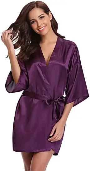Satin Robe Female Intimate Lingerie Sleepwear Silky Bridal Wedding Gift Casual Kimono Bathrobe Gown Nightgown Sexy Nightwear