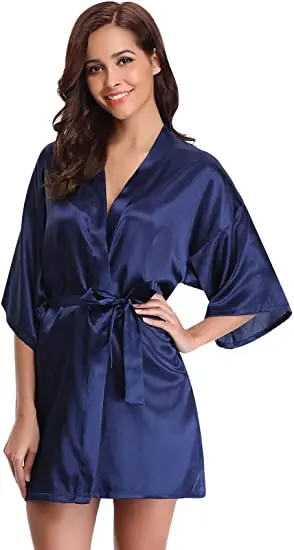 Satin Robe Female Intimate Lingerie Sleepwear Silky Bridal Wedding Gift Casual Kimono Bathrobe Gown Nightgown Sexy Nightwear