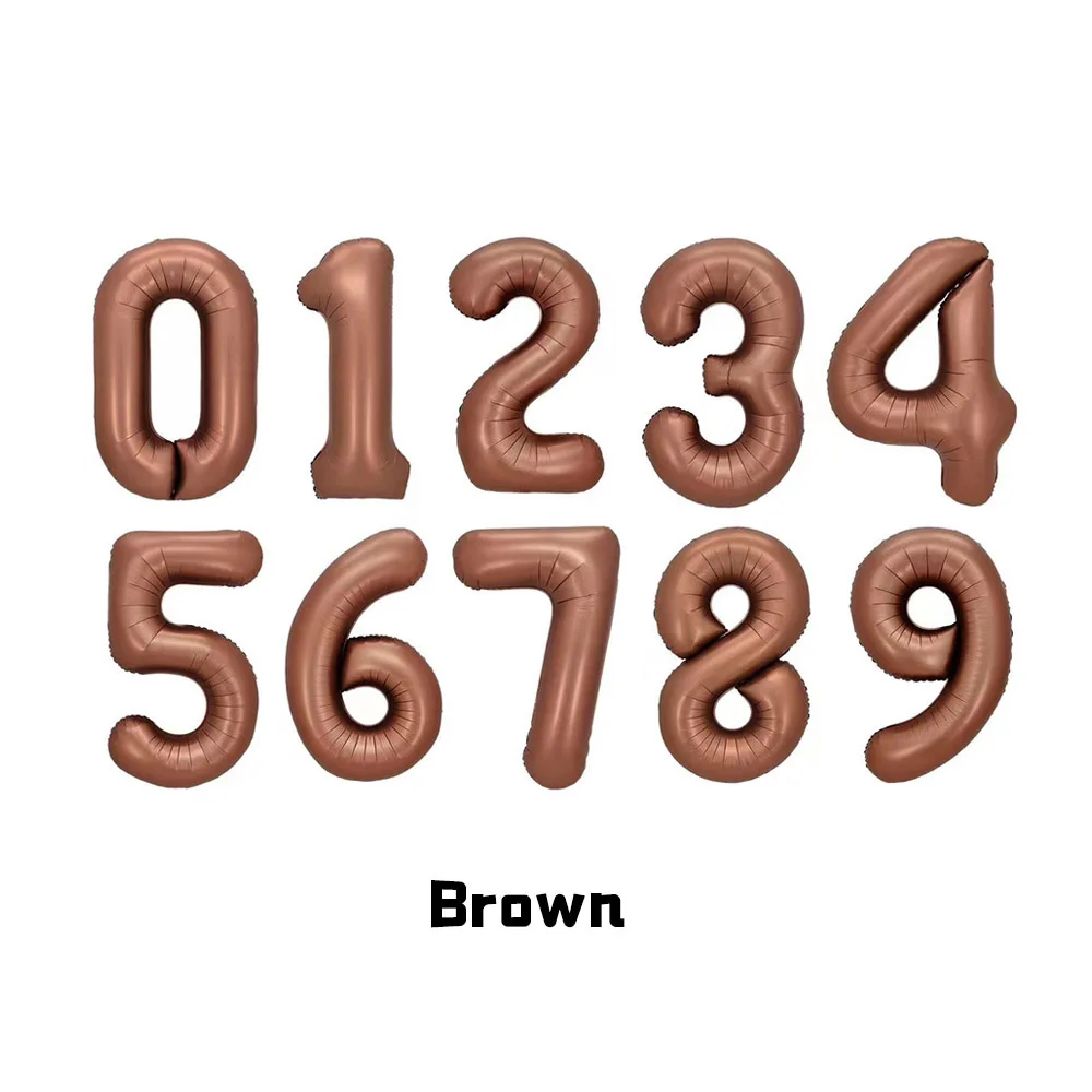 1Pcs Cream Number Birthday Balloons 32/40inch White Brown Caramel Beige Large Number Foil Balloon for Birthday Anniversary Decor