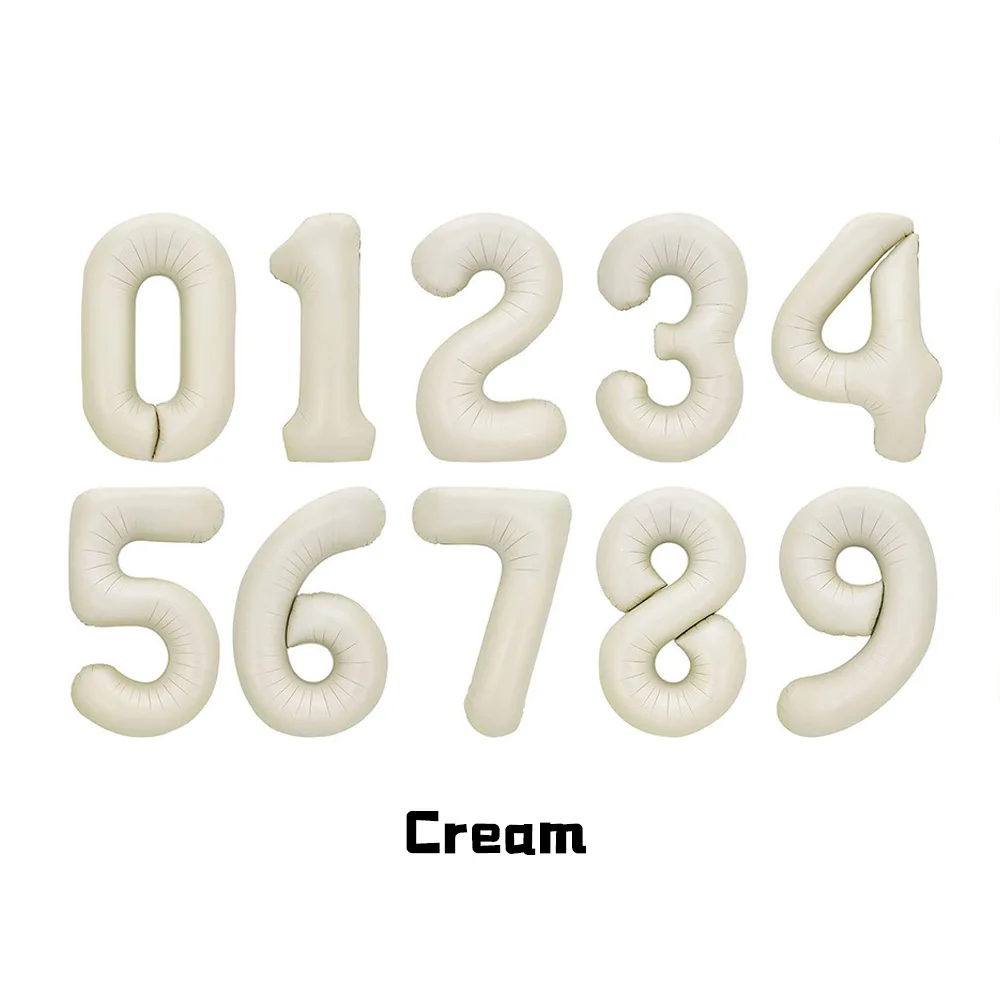 1Pcs Cream Number Birthday Balloons 32/40inch White Brown Caramel Beige Large Number Foil Balloon for Birthday Anniversary Decor