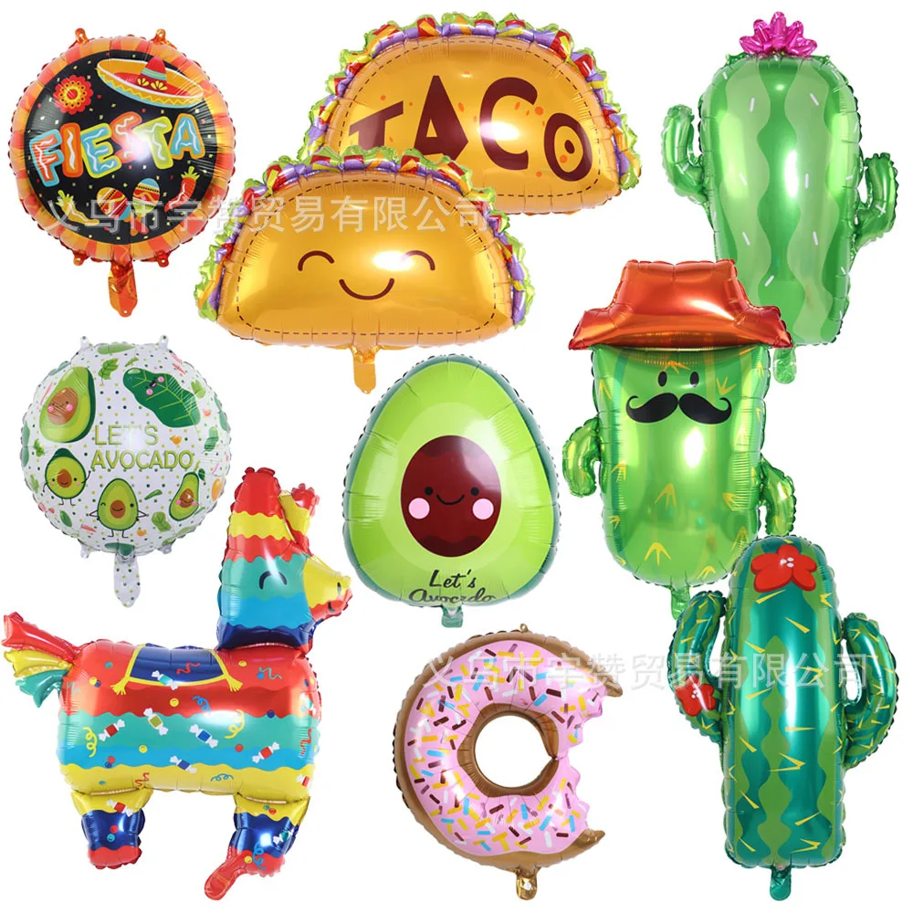 TACO Pancake Balloon Food Festival Party Avocado Pinata Cactus Mexican Aluminum Balloons