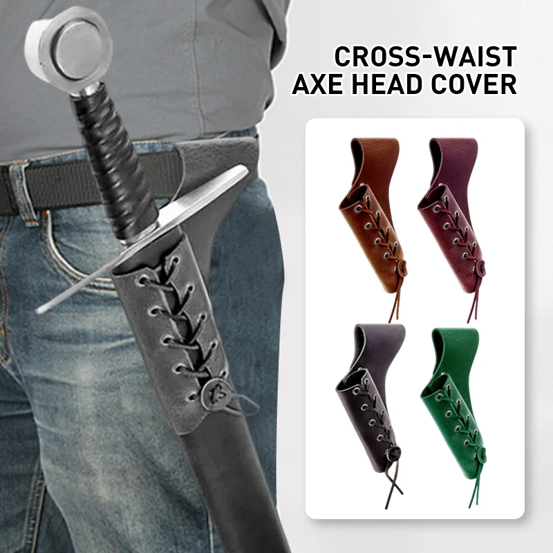 Vintage PU Leather Sword Sheath Axe Blade Holder Waist Belt Lanyard Accessories Medieval Renaissance New Cosplay Prop
