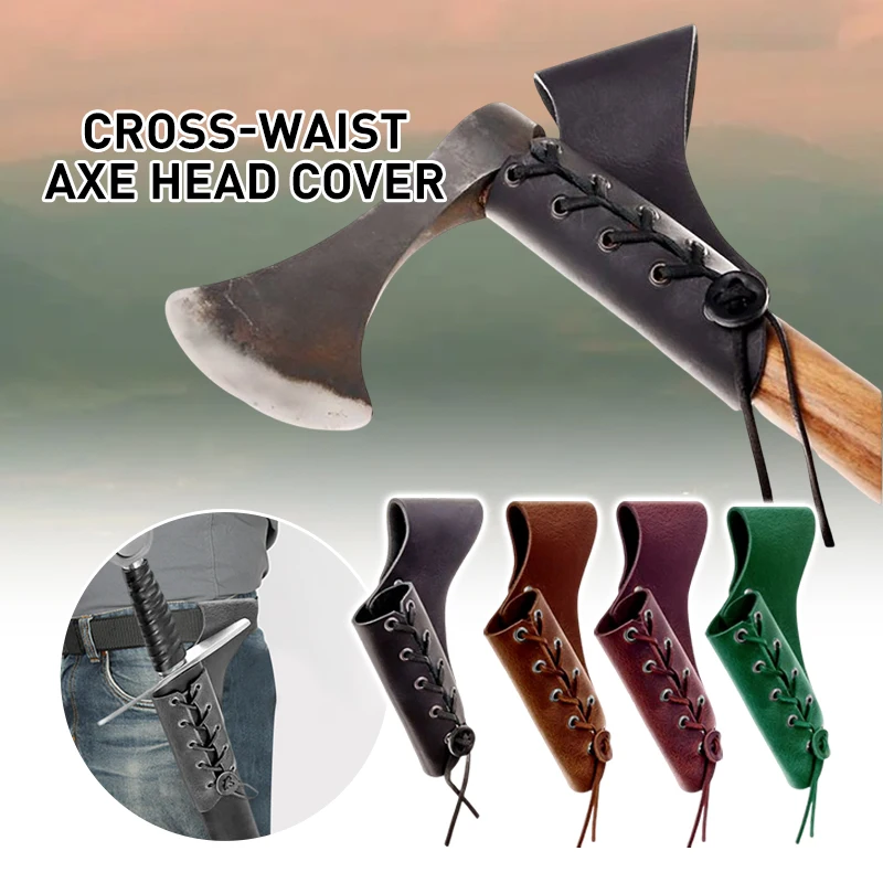 Vintage PU Leather Sword Sheath Axe Blade Holder Waist Belt Lanyard Accessories Medieval Renaissance New Cosplay Prop