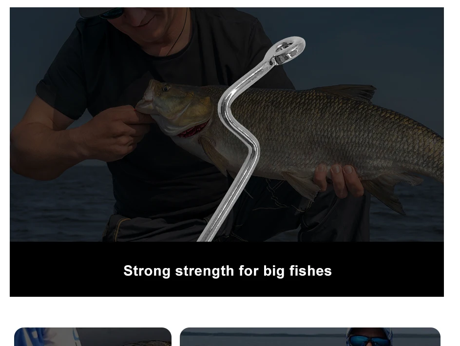 ESFISHING Narrow Belly Offset Hook Carbon Steel Fishing Hooks Crank Worm Hook Barbed for Soft Fishing Lure