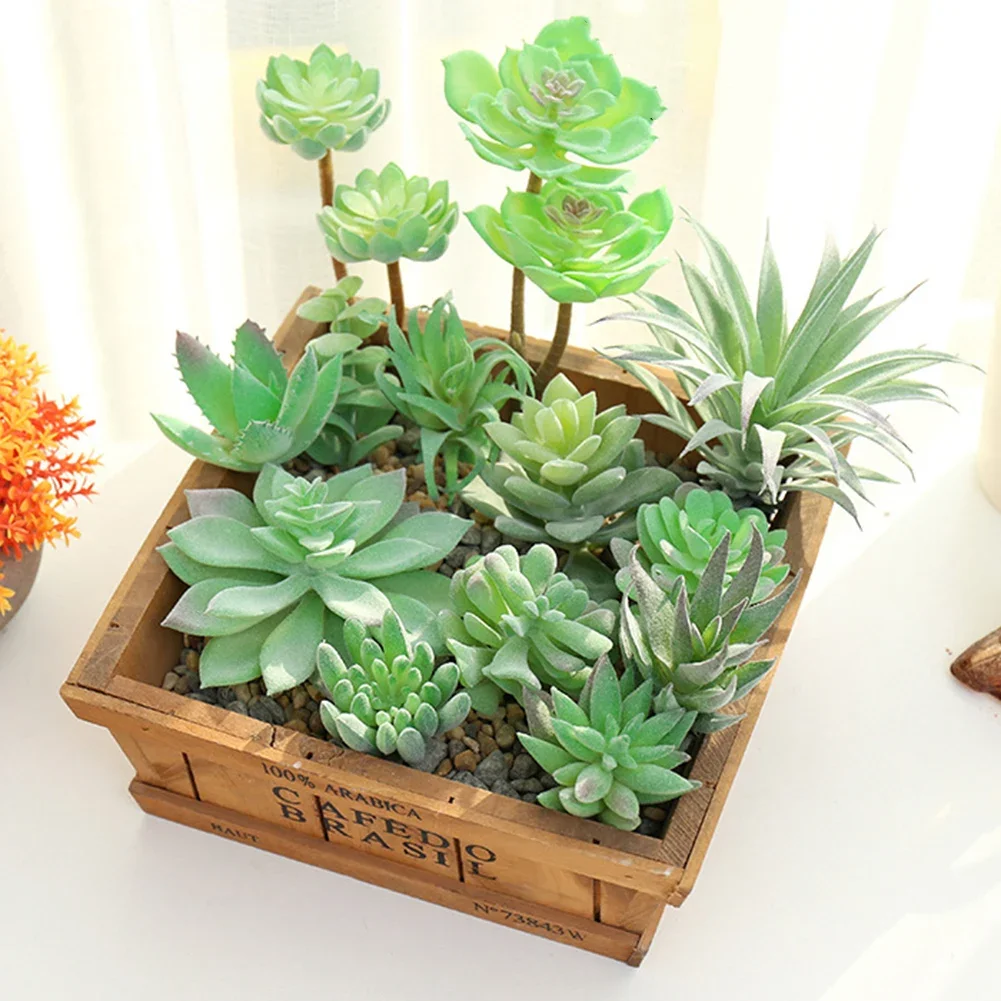DIY Artificial Succulent Flocked Plant Fake Cactus Home Gardens Bedroom Office Outside Decor Fake Plant Desktop Small Bonsai New