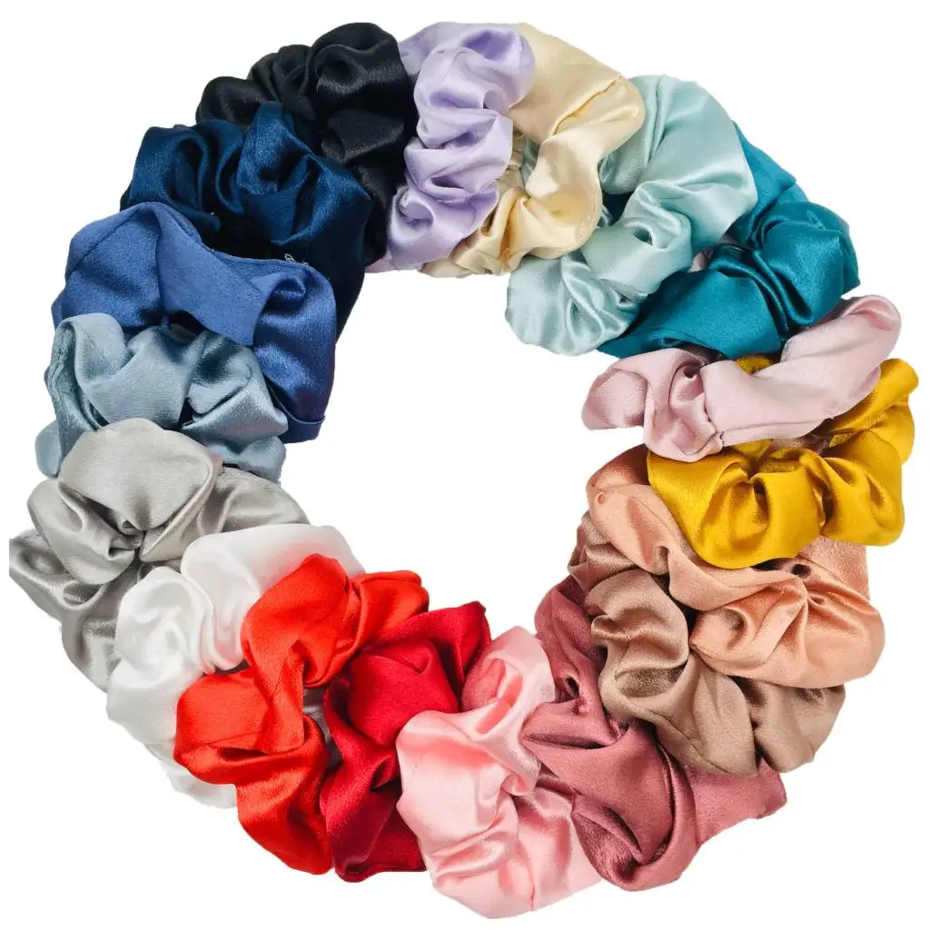 10/5pcs/lot Accessoires Women Girls Silky Satin Hair Scrunchies Solid Elastic Elegant Rubber Band Headwear Holder Scrunchy Black