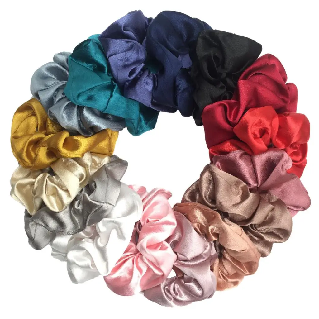 10/5pcs/lot Accessoires Women Girls Silky Satin Hair Scrunchies Solid Elastic Elegant Rubber Band Headwear Holder Scrunchy Black