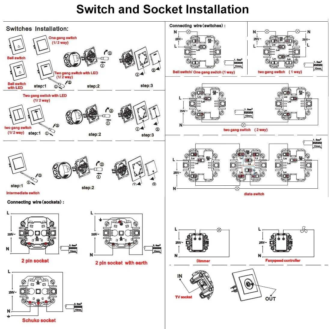 Touch Light Switch With EU Wall Socket Black 1 Gang 1 Way Led Interruptor Crystal Dark Blue Backlight Wallpad Home Improvemet