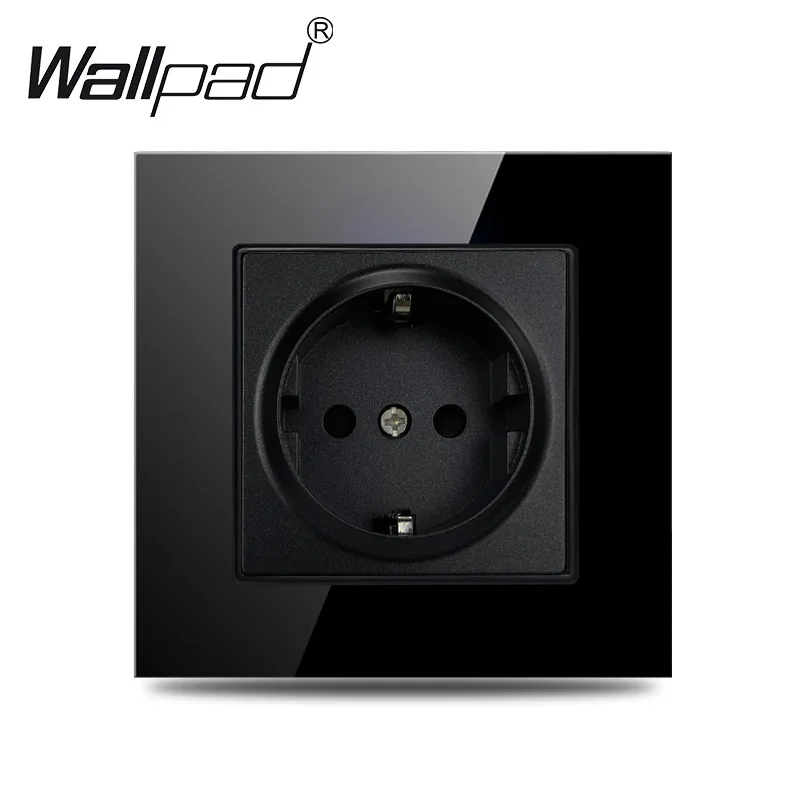 Touch Light Switch With EU Wall Socket Black 1 Gang 1 Way Led Interruptor Crystal Dark Blue Backlight Wallpad Home Improvemet