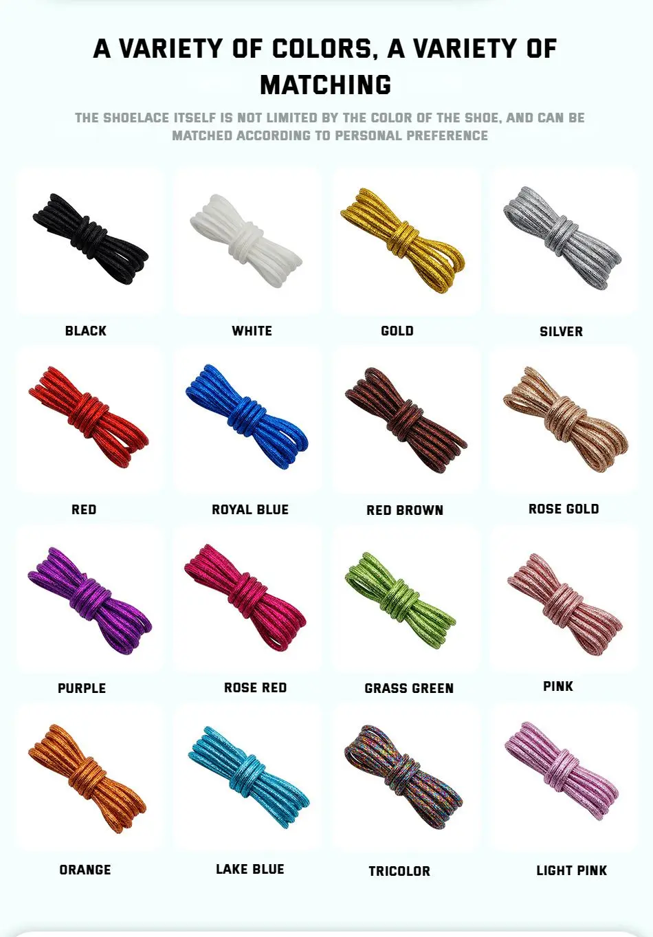 New Round Shiny Metallic Glitter Shoelaces Gold Silver Silk Shoe Laces Sports Canvas Casual Colorful Rainbow Gradient Shoelace