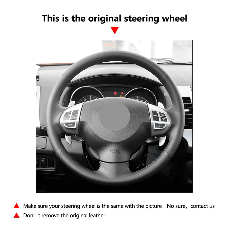 For Mitsubishi Lancer X 10 2007-2015 Outlander 2006-2013 ASX 2010-2013 Pajero Sport 2008-2016 Car Steering Wheel Leather Cover