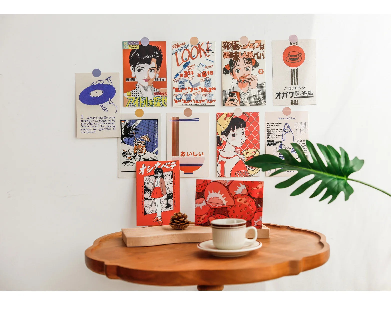 Japanese Showa Vintage Cartoon Girl Postcard Cute Photo Props Room Background Wall Creative Diy Kawaii 30 Sheets Free Sticker