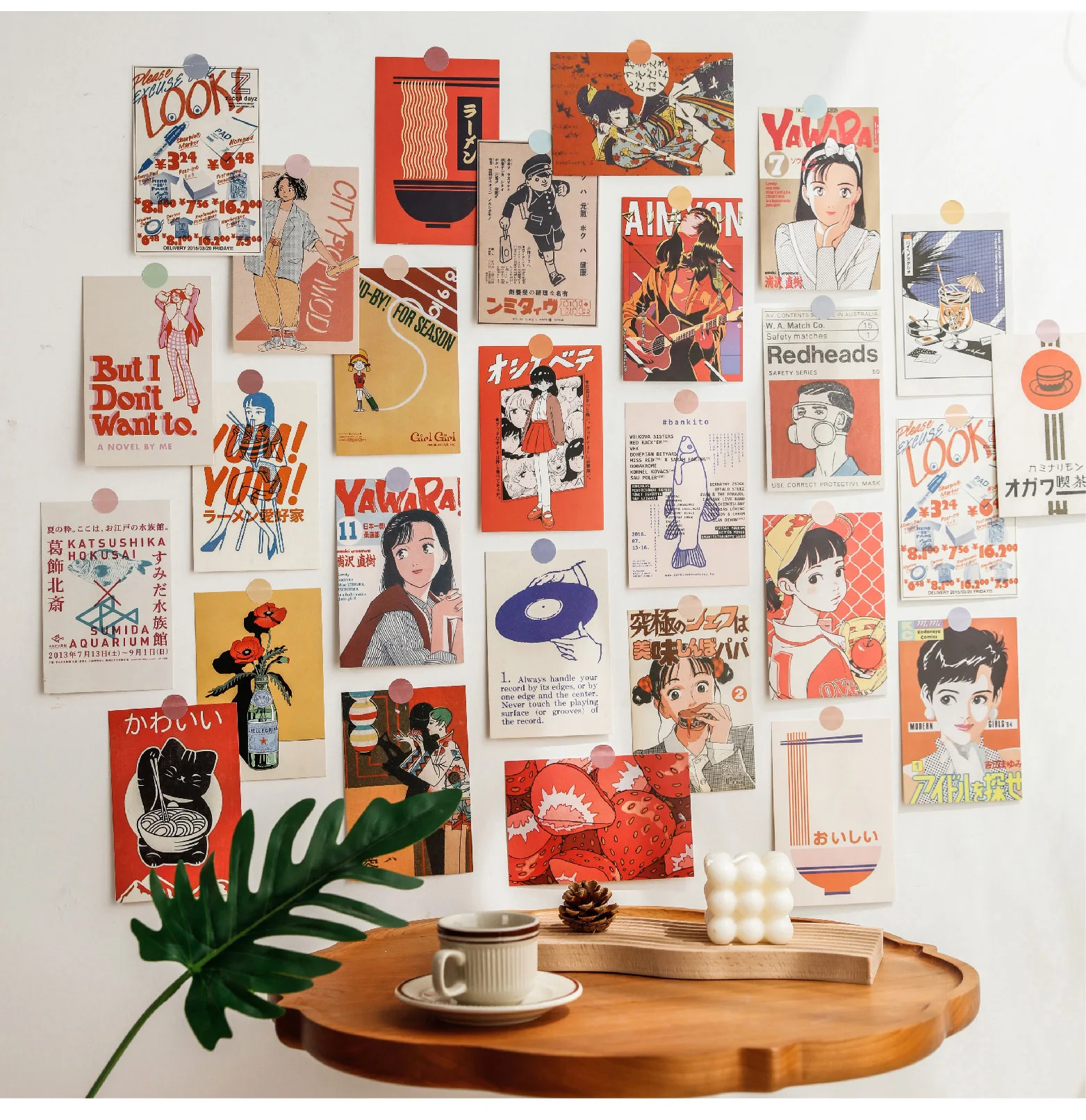 Japanese Showa Vintage Cartoon Girl Postcard Cute Photo Props Room Background Wall Creative Diy Kawaii 30 Sheets Free Sticker