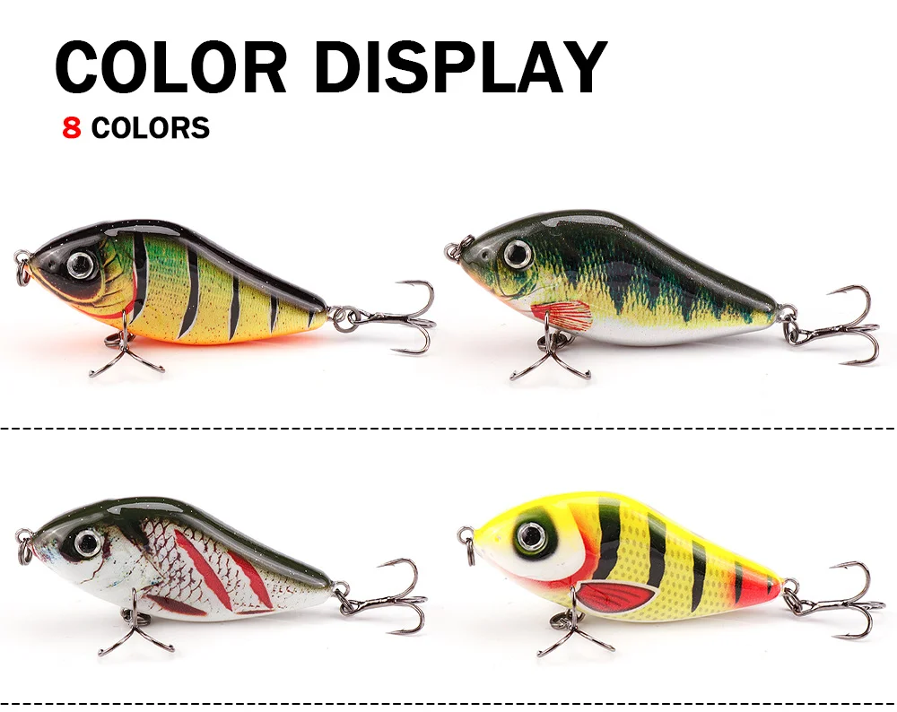 GOBASS Sinking Slider Jerkbait VIB Wobbler Fishing Lure 60mm 13g Ratlin Hard Artificial Bait For Winter Fishing Tackle Pike Bass