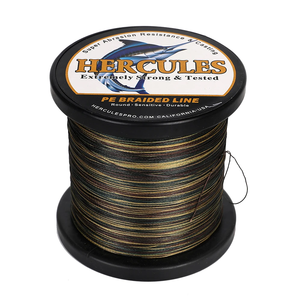 Hercules Fishing Line 12 Strands Carp Accessories 100-2000M PE Braided Wire Camo 10-420LB Fishing Cord Pesca Supplies Tackle