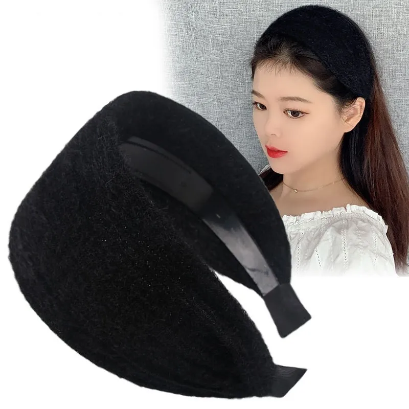 Autumn and Winter Wide-Brimmed Wool Headband Female Elegant Graceful Toothed Warm Accessories Hair Bands for Women
