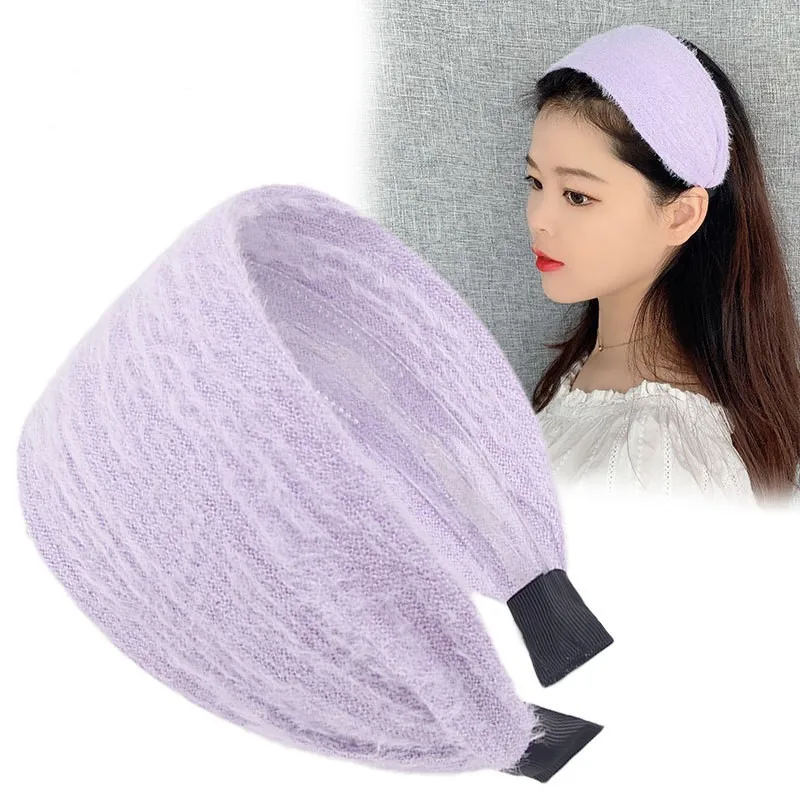 Autumn and Winter Wide-Brimmed Wool Headband Female Elegant Graceful Toothed Warm Accessories Hair Bands for Women