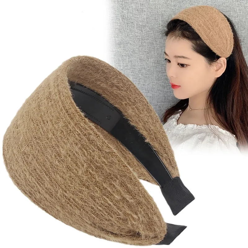 Autumn and Winter Wide-Brimmed Wool Headband Female Elegant Graceful Toothed Warm Accessories Hair Bands for Women