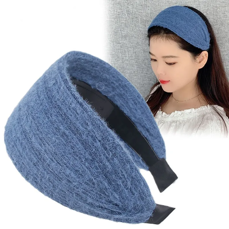 Autumn and Winter Wide-Brimmed Wool Headband Female Elegant Graceful Toothed Warm Accessories Hair Bands for Women