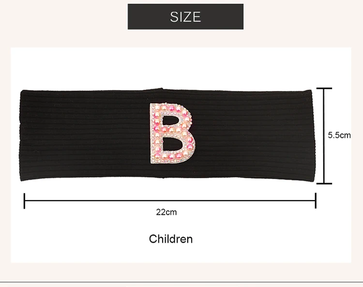 Baby Boy Girl Pink Pearl Letters Headband Hair Accessories New Child Kids Soft Ribbed Cotton Elastic Headwear Hair Band
