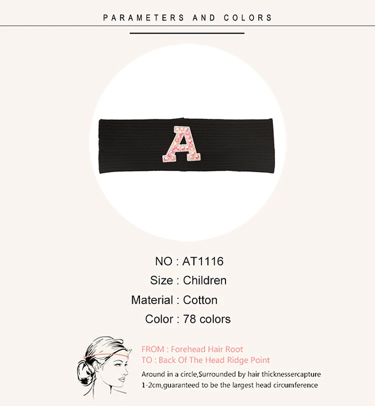 Baby Boy Girl Pink Pearl Letters Headband Hair Accessories New Child Kids Soft Ribbed Cotton Elastic Headwear Hair Band