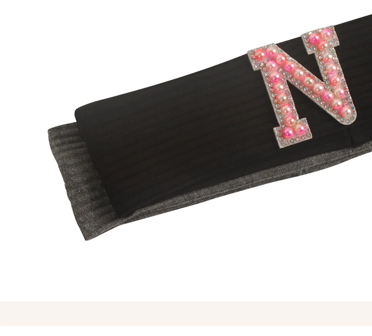 Baby Boy Girl Pink Pearl Letters Headband Hair Accessories New Child Kids Soft Ribbed Cotton Elastic Headwear Hair Band