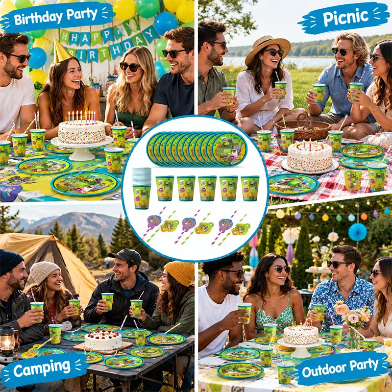 My Singing Monsters Cartoon Animation Theme Cake Flag Swirls Straw Happy Birthday Party Decor Favor Decoration Suplies