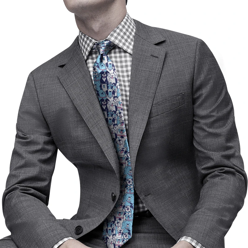 New 8CM Cartoon Bear Print Tie Men Slim Casual Party Formal Dating Personality Necktie Fashion Trend Elegant Collocation Gravata