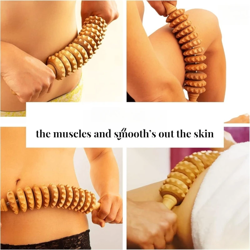 Wood Therapy Fasci Massage Tools, Curved Wooden Massage Roller Cellulite Reduction and Muscle Tension (Wood)