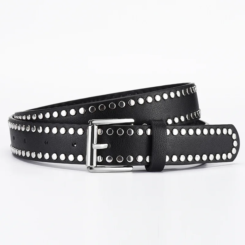1spc Punk Style Rivet Decorative Needle Buckle PU Leather Belt, High End Women's Versatile Jeans Belt