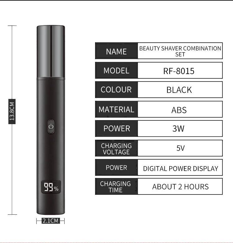 Electric Nose Ear Hair Trimmer for Men Painless Rechargeable Eyebrows Beard Hair Clipper Shaver 3 in 1 Nose Hair Trimmer