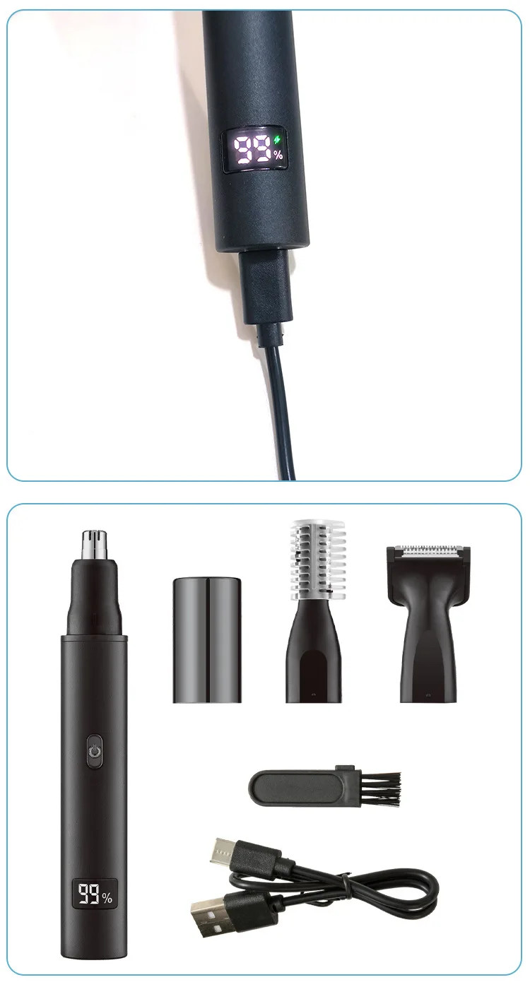 Electric Nose Ear Hair Trimmer for Men Painless Rechargeable Eyebrows Beard Hair Clipper Shaver 3 in 1 Nose Hair Trimmer